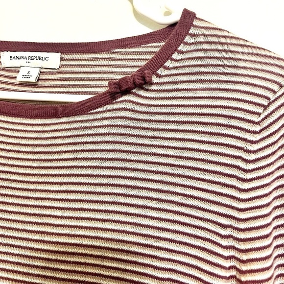 2/$25 Banana Republic - Purple Striped Sweater/Top with Accent Bow - Picture 3 of 8